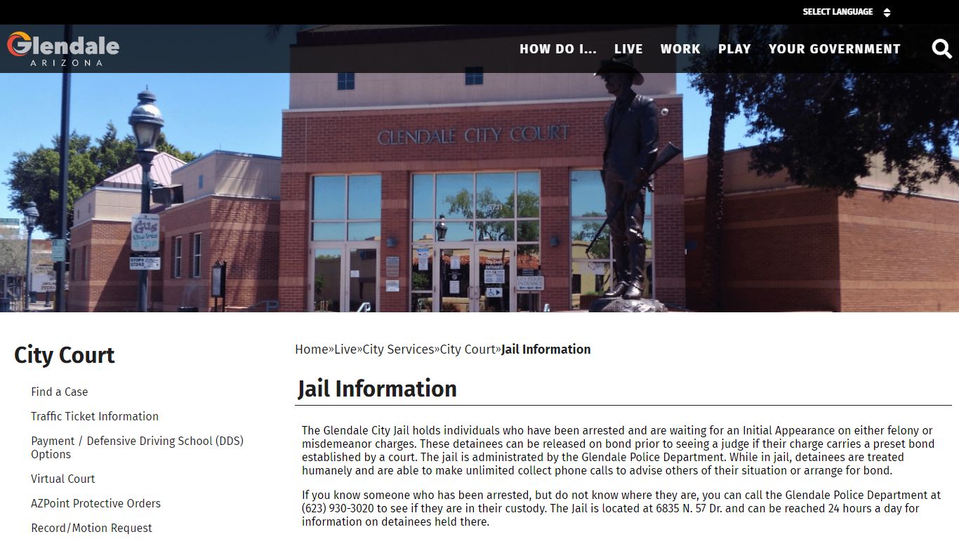 Jail Information - City of Glendale